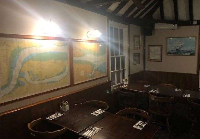 Not in use while we were in, but I’m sure this room at the back of the pub is perfect for meetings or other events. The large sash windows look right out over the river.