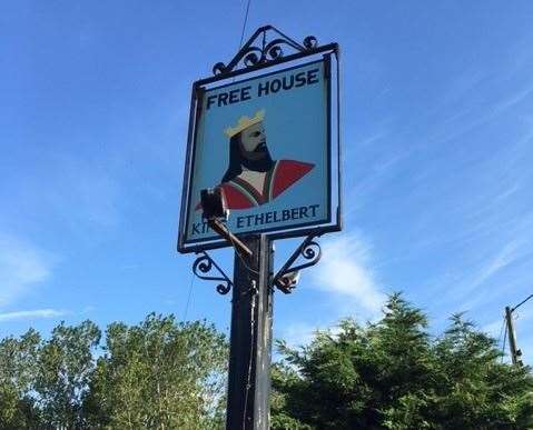 Proudly proclaiming itself as a free house, the King Ethelbert’s pub sign pays tribute to the Saxon king of Kent