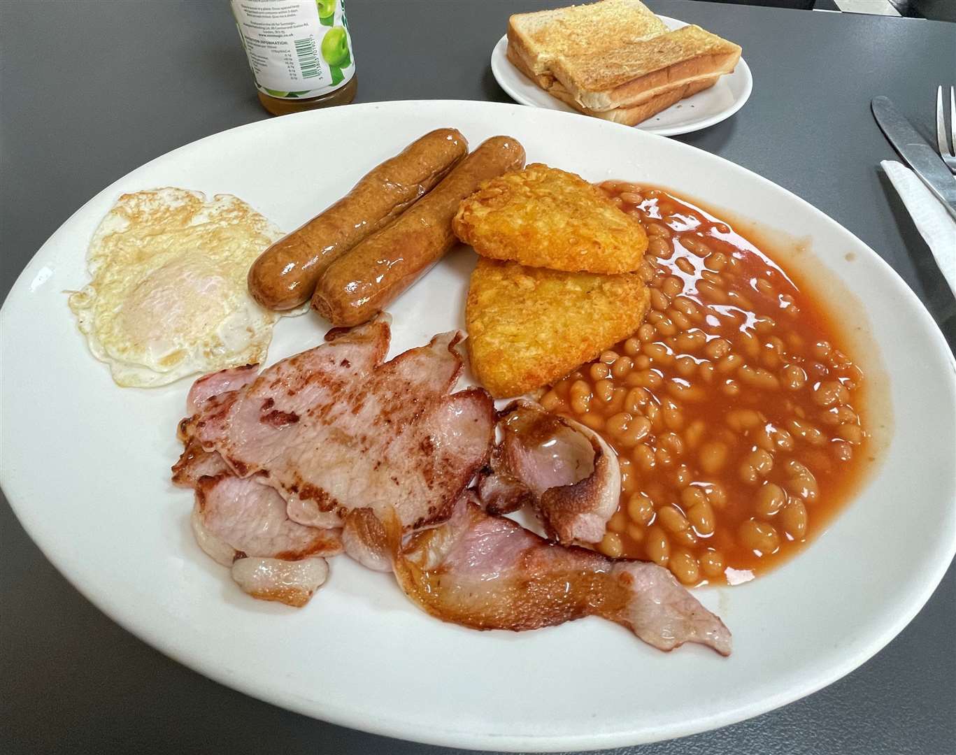 A large breakfast with apple juice set me back £9.90