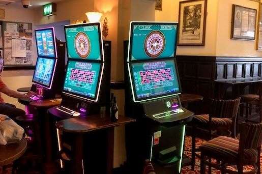 In keeping with the size of the venue, the three large, electronic fruit machines were all group together at the front of the pub