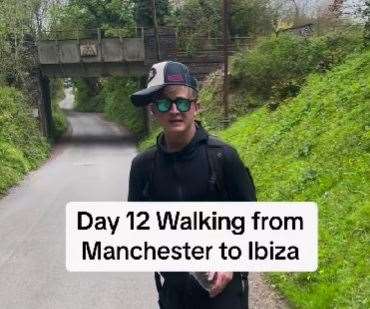 Henry Moores is walking from Manchester to Ibiza to raise money for the Kent-based Tony Hudgell Foundation. Picture: Henry Moores on Instagram