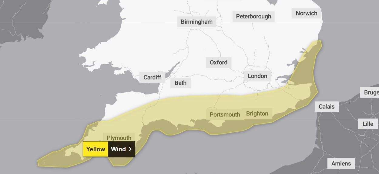 A yellow weather warning has been issued by the Met Office. Picture: Met Office