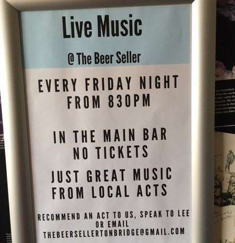 This is what every good pub needs – great local music, with no tickets required. And, it looks as if there still looking for new bands