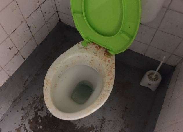 A lime green toilet seat is the least of your worries in the gents!