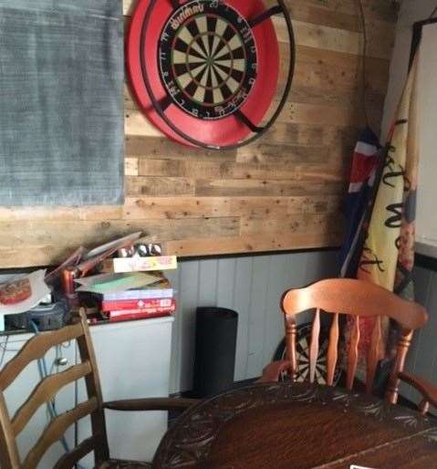 The dartboard, on the far left-hand side of the pub, currently has furniture in front of it and a variety of items stacked up nearby but I’m sure they’re quickly cleared away ready for a match