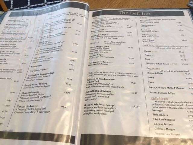 When I managed to unstick the pages of the menu there were far more items on it than I first realised