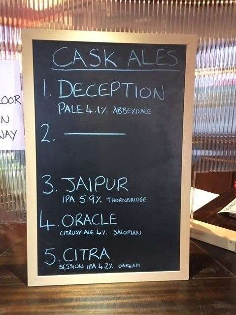 During our visit a board appeared on the bar, which must have made the bar staff’s job slightly easier as they didn’t need to go through the whole list of beers every time