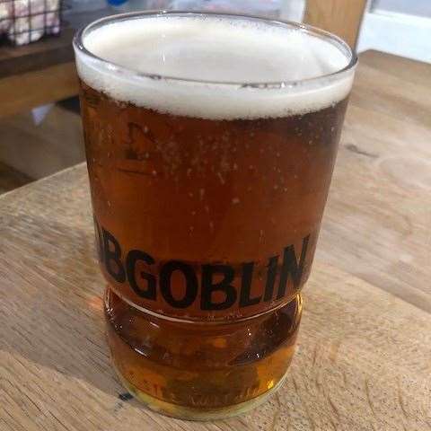 The Hobgoblin IPA was darker than I was expecting but was a very pleasant pint. I was also quite taken by the shape of the glass.