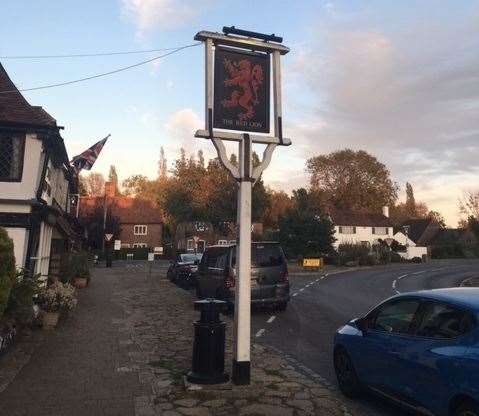 As traditional as the rest of the place, the pub sign stands proud to welcome new visitors – sadly the welcome isn’t quite as good when you get inside