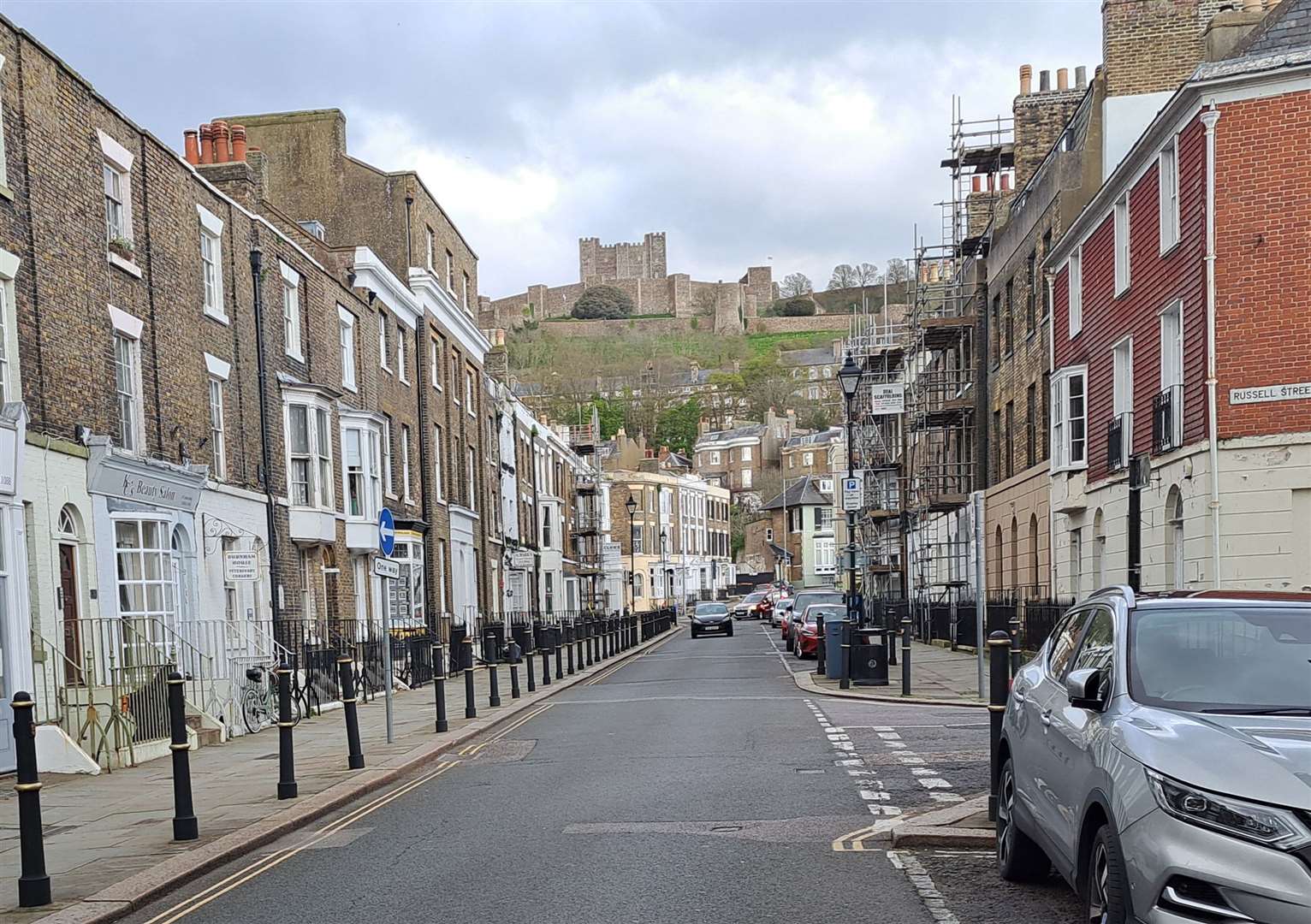 Castle Street with a clear view of Dover Castle on the hilltop