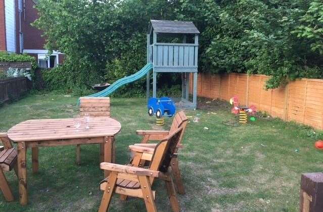 The play area for children is separate from the rest of the pub garden