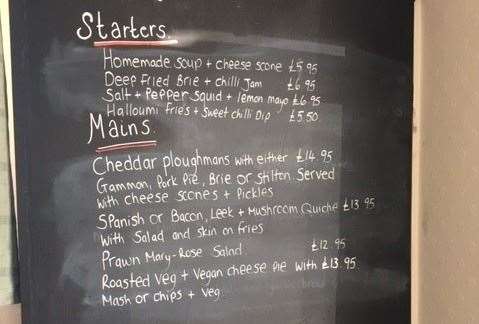 We weren’t eating on this occasion, but for anyone considering dining at The Bell here’s a copy of the specials blackboard