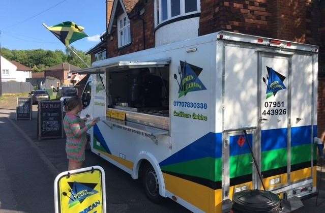 I wasn’t eating but the van offering Caribbean cuisine, parked up right outside the pub, looked really interesting