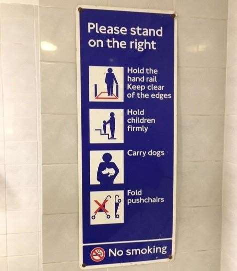 I’m used to being given advice in the toilets these days – now wash your hands, stand closer… etc but being told to carry your dog is a first. This sign is alongside the urinals.