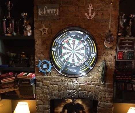 The dartboard holds pride of place in the small room to the right hand side of the bar but was not in action as the Prince Albert team were playing away at the Labour Club