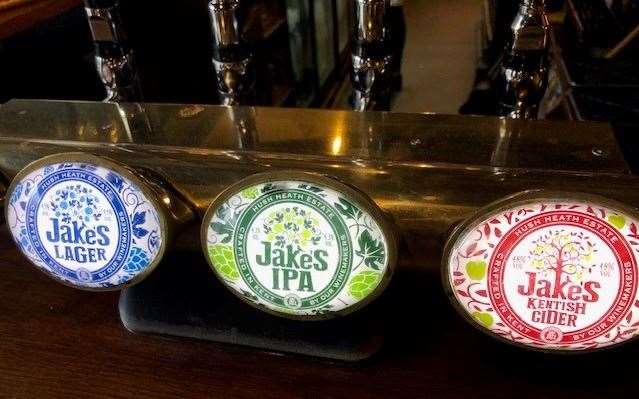 Crafted in Kent by the Hush Heath Estate, Jake’s lager, IPA and cider are all brewed locally