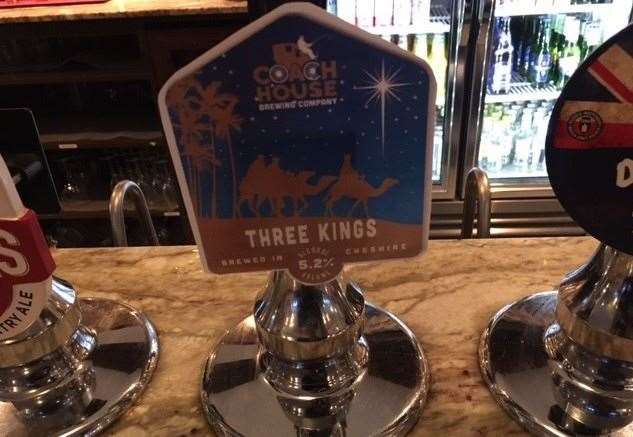 A festive tipple, this Three Kings winter ale, from the Coach House Brewing Company, is a very decent pint with a slightly spicy taste
